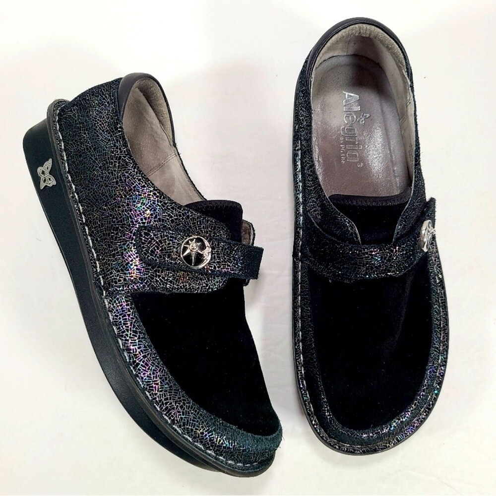 Algeria Brenna Moon Shadow Loafers Comfort Strap Metallic Whimsical Goth‎ Sz 38